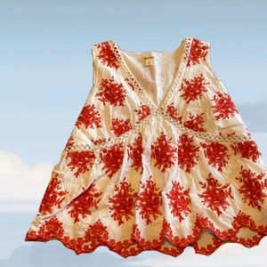 White and coral blouse